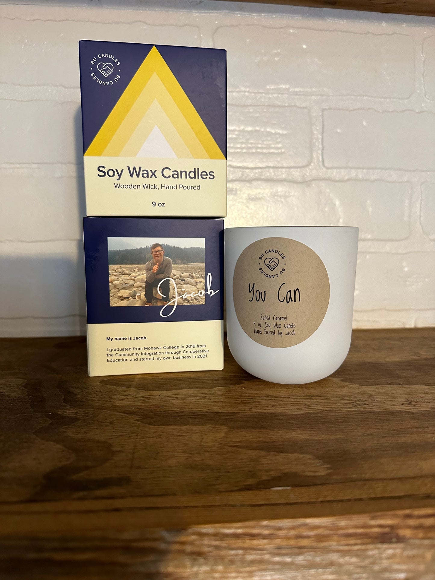 9oz White Glass Jar - Salted Caramel