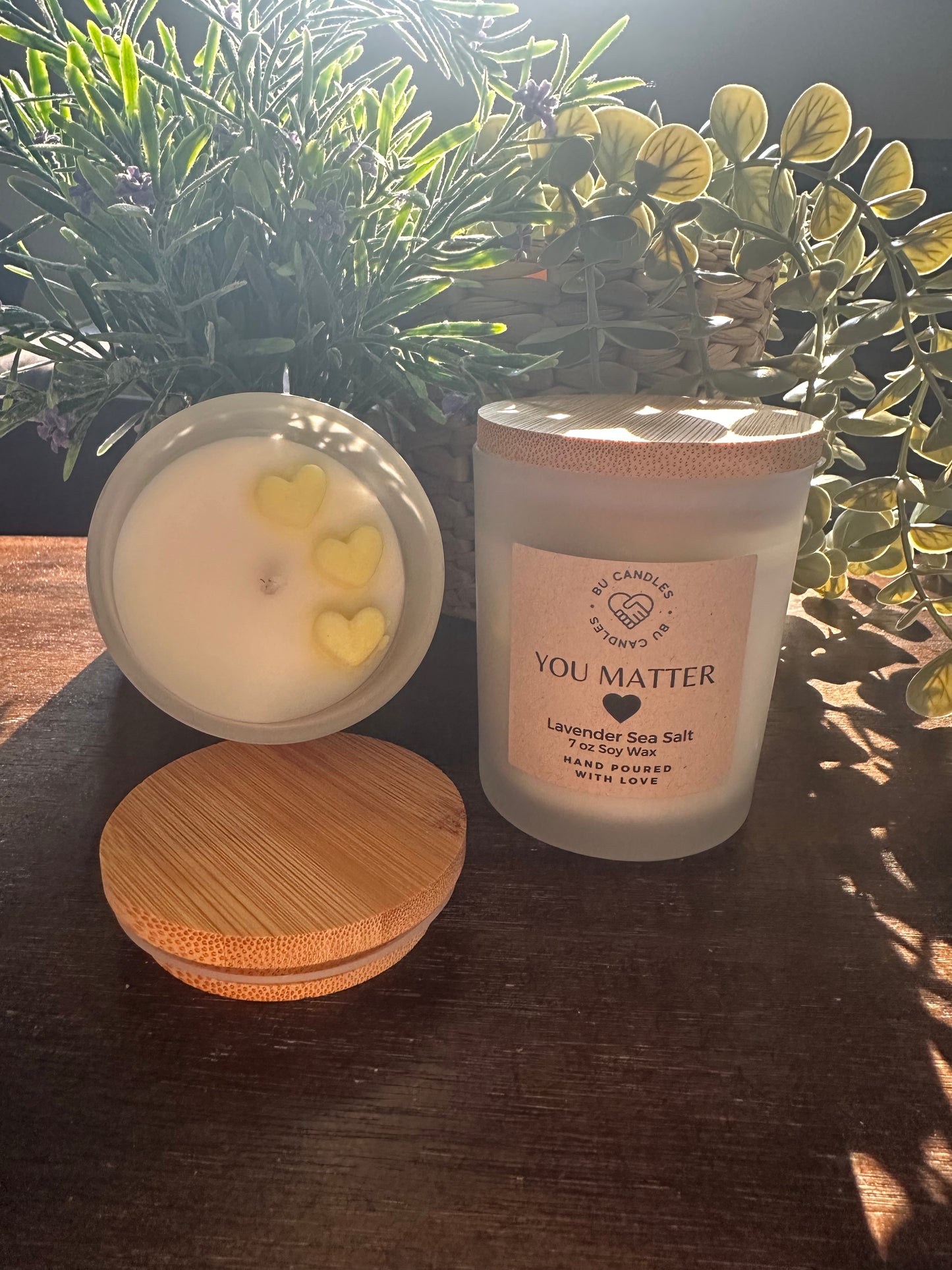 WHITE FROSTED 7 oz Candles with Bamboo Lids and cotton wicks - SUMMER CANDLE BLOW OUT SALE