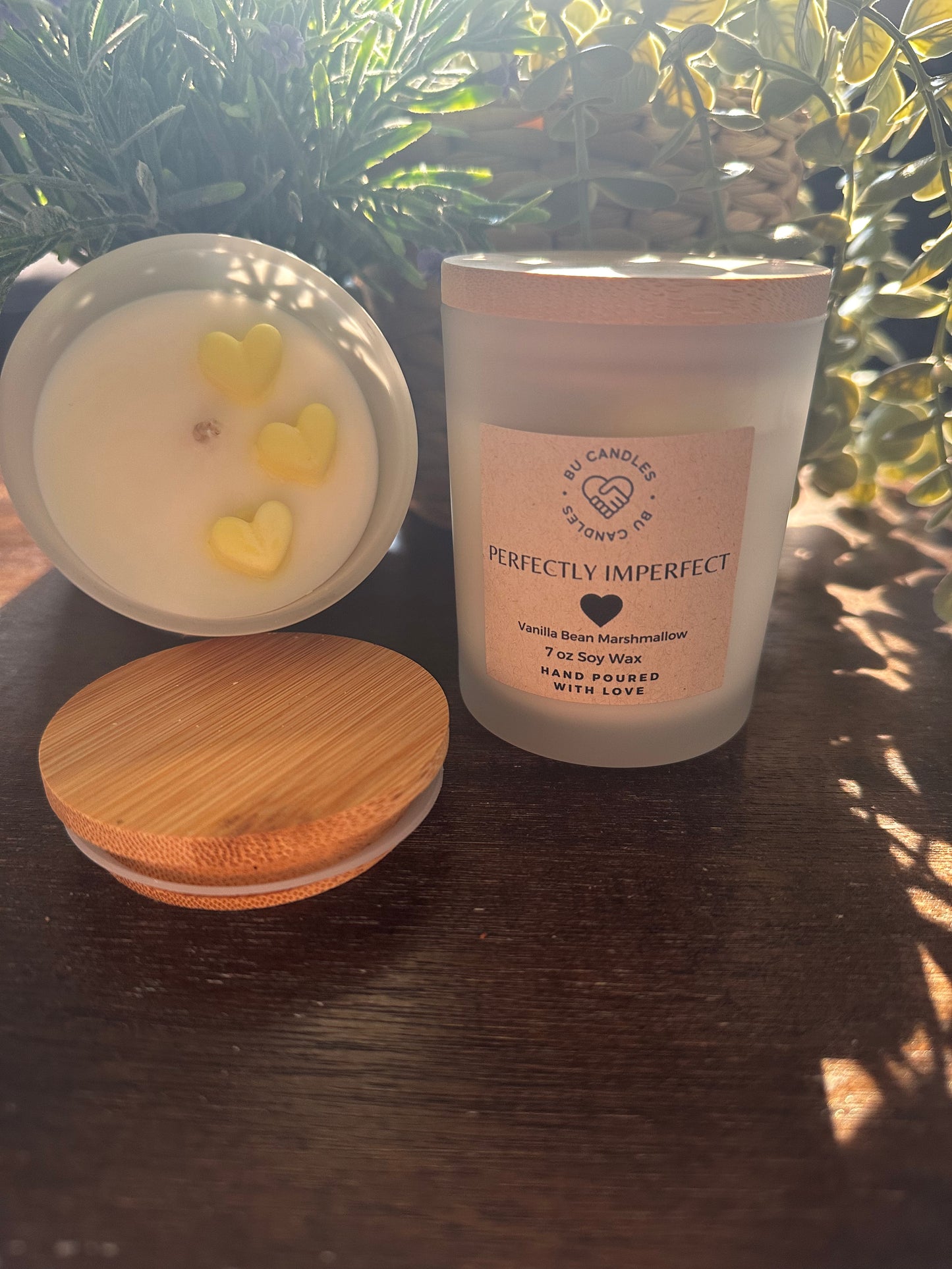WHITE FROSTED 7 oz Candles with Bamboo Lids and cotton wicks - SUMMER CANDLE BLOW OUT SALE