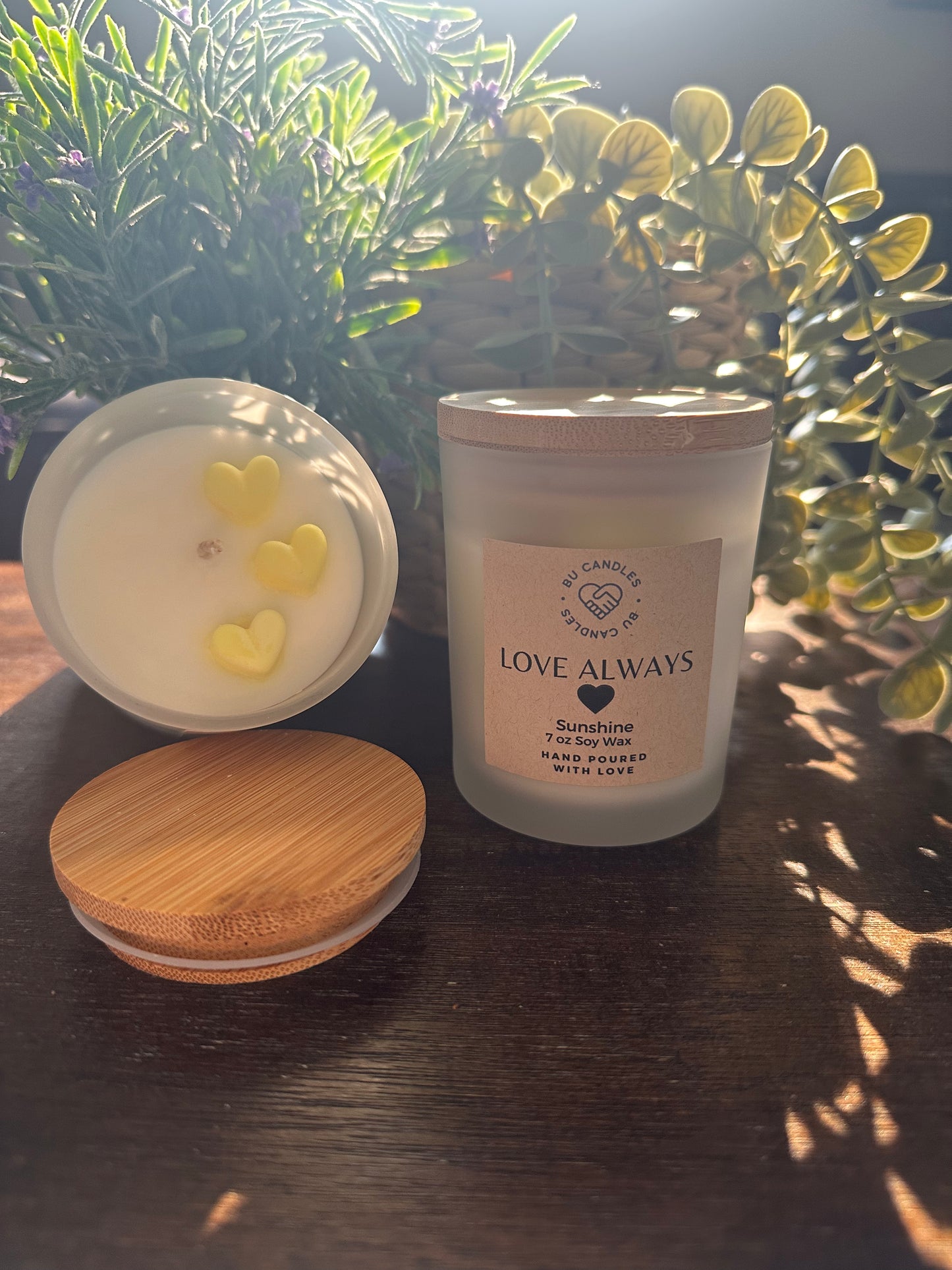 WHITE FROSTED 7 oz Candles with Bamboo Lids and cotton wicks - SUMMER CANDLE BLOW OUT SALE