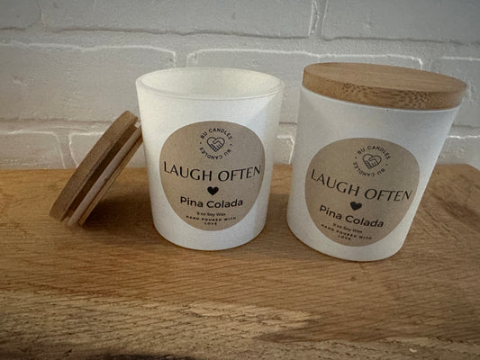 Laugh Often - Pina Colada - White Matte Jar with Bamboo Lid