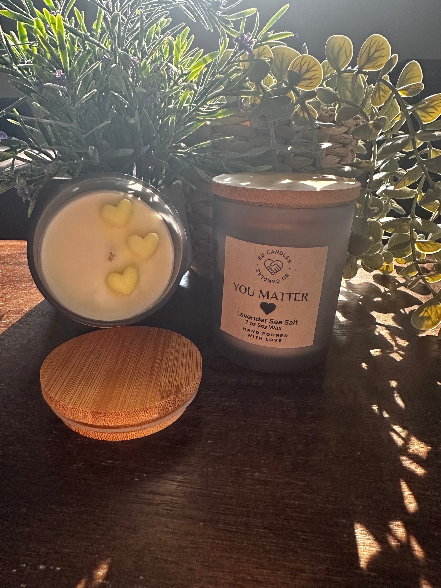 GREY FROSTED 7 oz Candles with Bamboo Lids and cotton wicks - SUMMER CANDLE BLOW OUT SALE