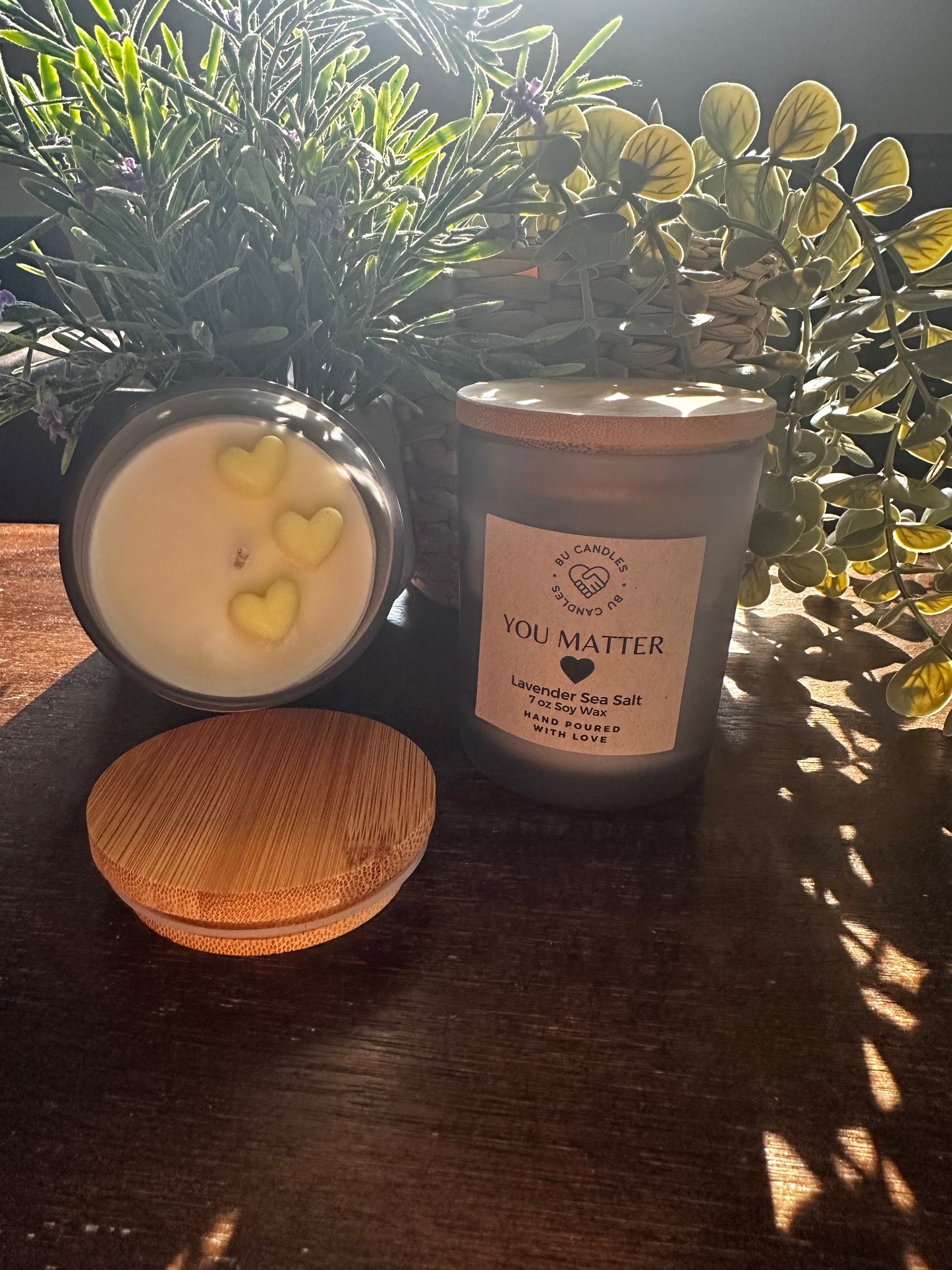 GREY FROSTED 7 oz Candles with Bamboo Lids and cotton wicks - SUMMER CANDLE BLOW OUT SALE