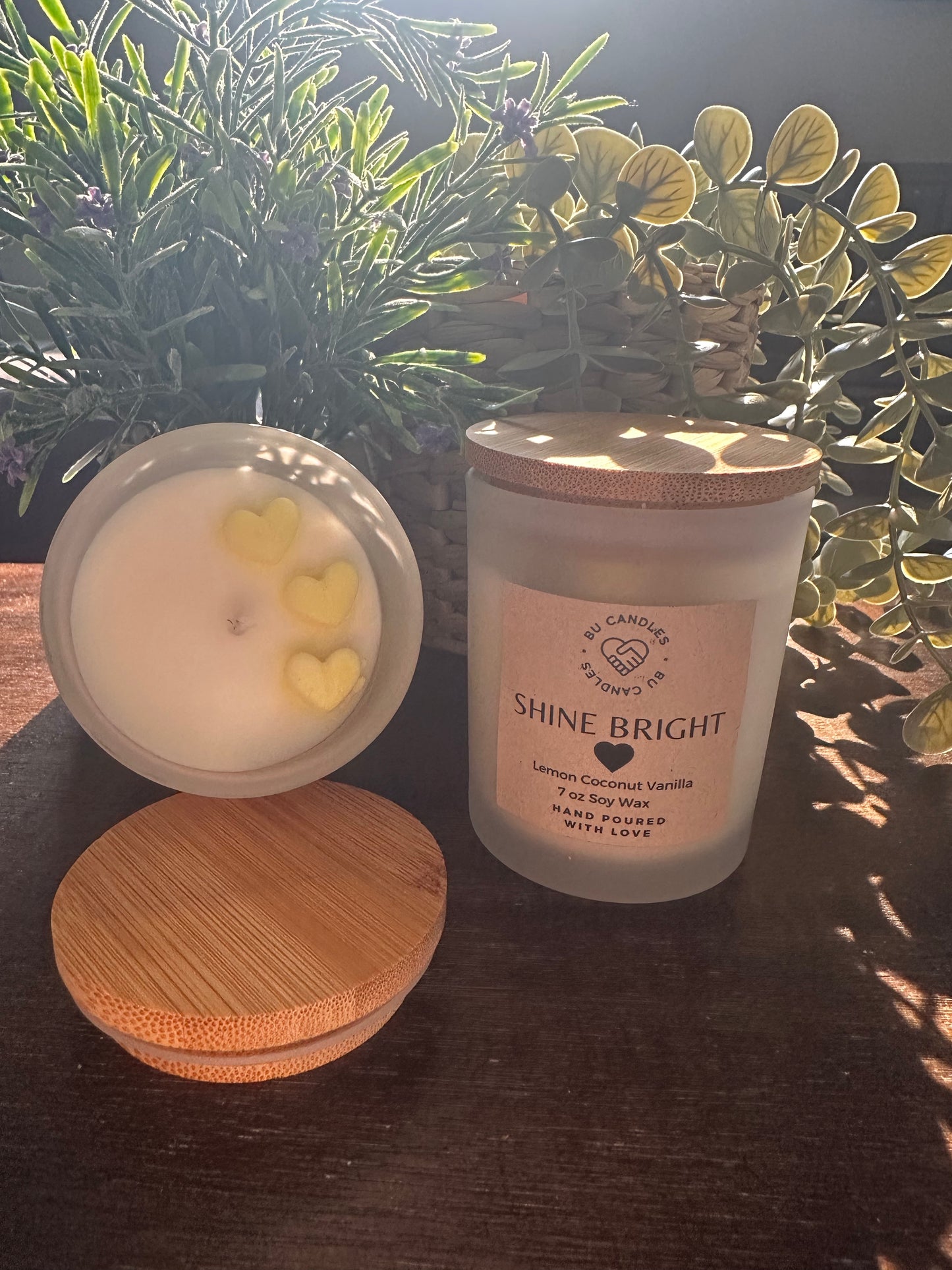 WHITE FROSTED 7 oz Candles with Bamboo Lids and cotton wicks - SUMMER CANDLE BLOW OUT SALE