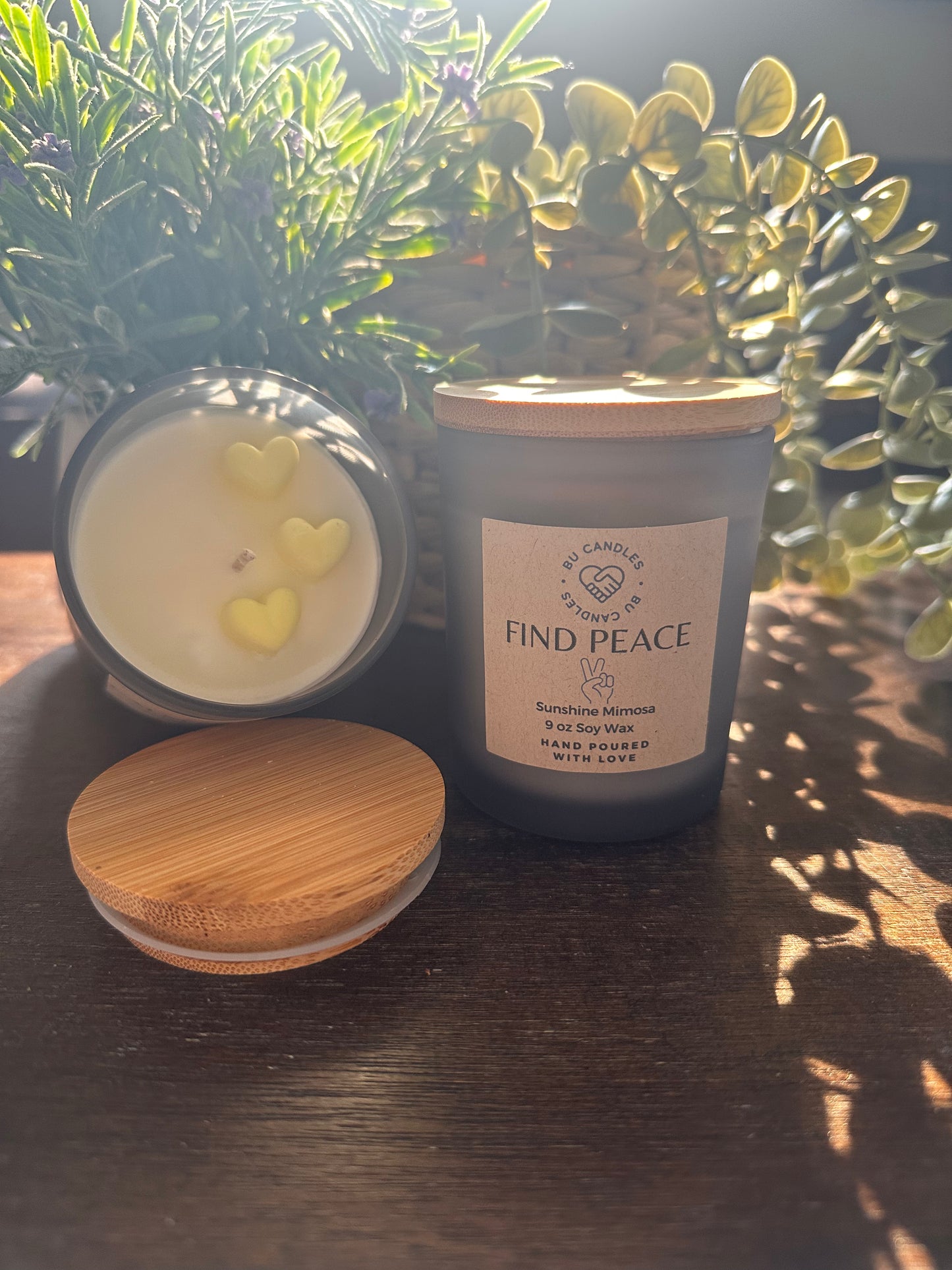GREY FROSTED 7 oz Candles with Bamboo Lids and cotton wicks - SUMMER CANDLE BLOW OUT SALE