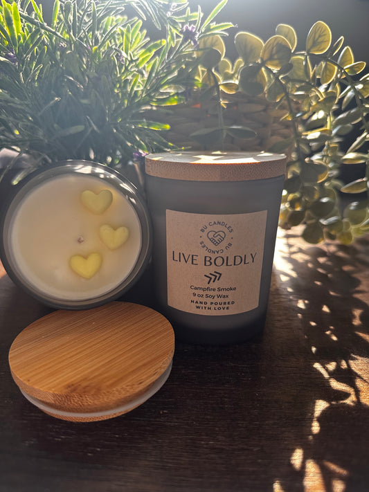 GREY FROSTED 7 oz Candles with Bamboo Lids and cotton wicks - SUMMER CANDLE BLOW OUT SALE