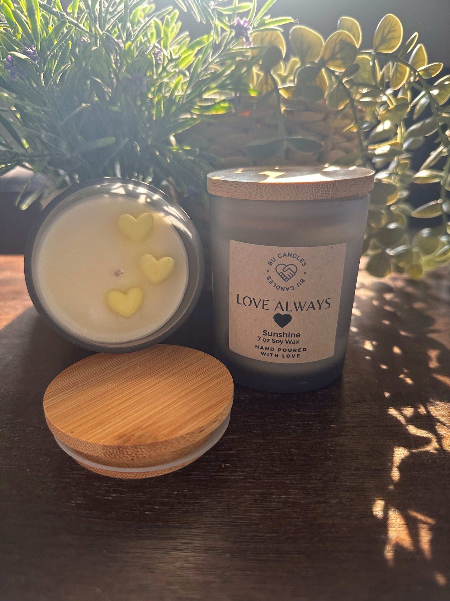 GREY FROSTED 7 oz Candles with Bamboo Lids and cotton wicks - SUMMER CANDLE BLOW OUT SALE