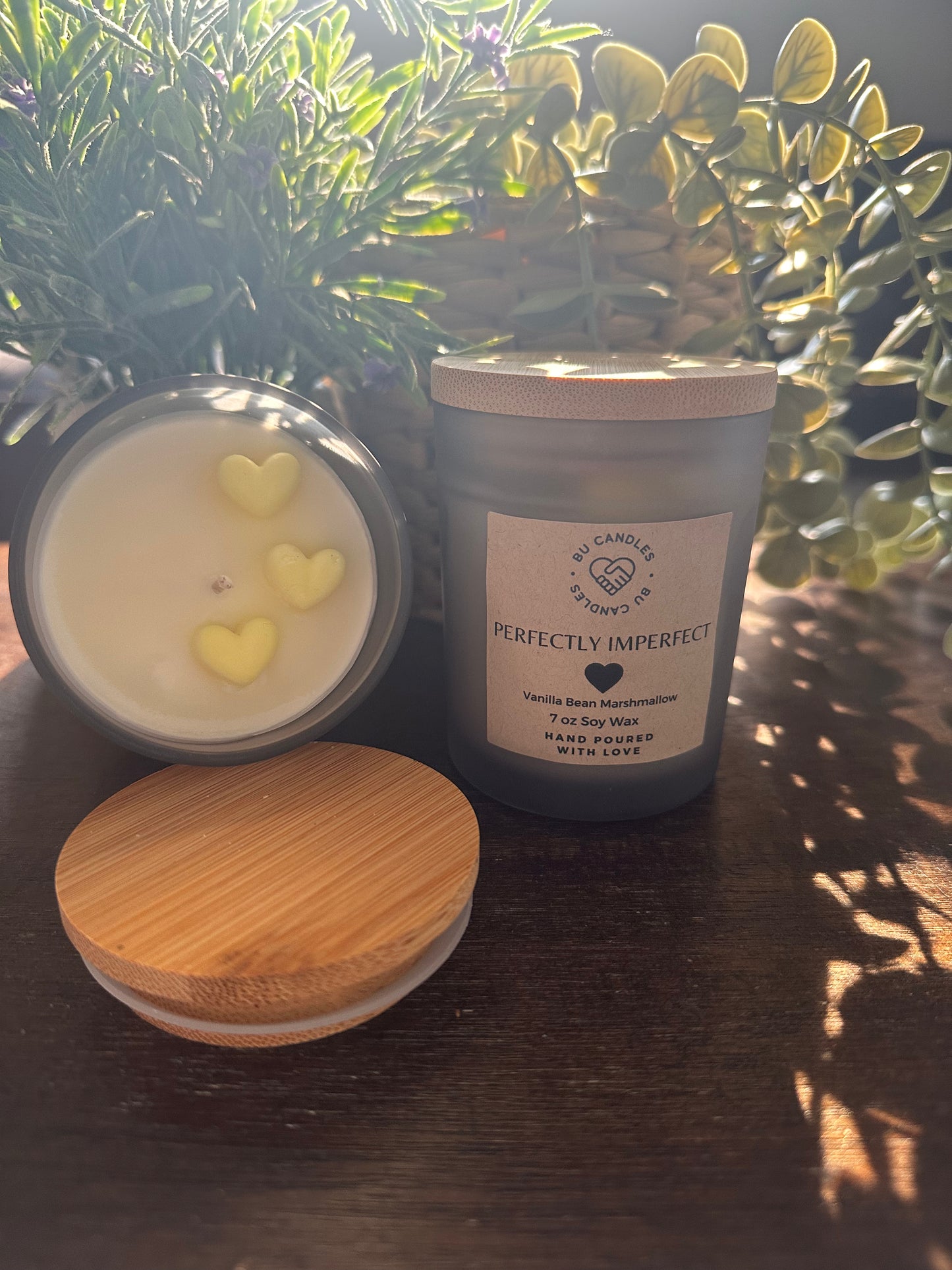 GREY FROSTED 7 oz Candles with Bamboo Lids and cotton wicks - SUMMER CANDLE BLOW OUT SALE