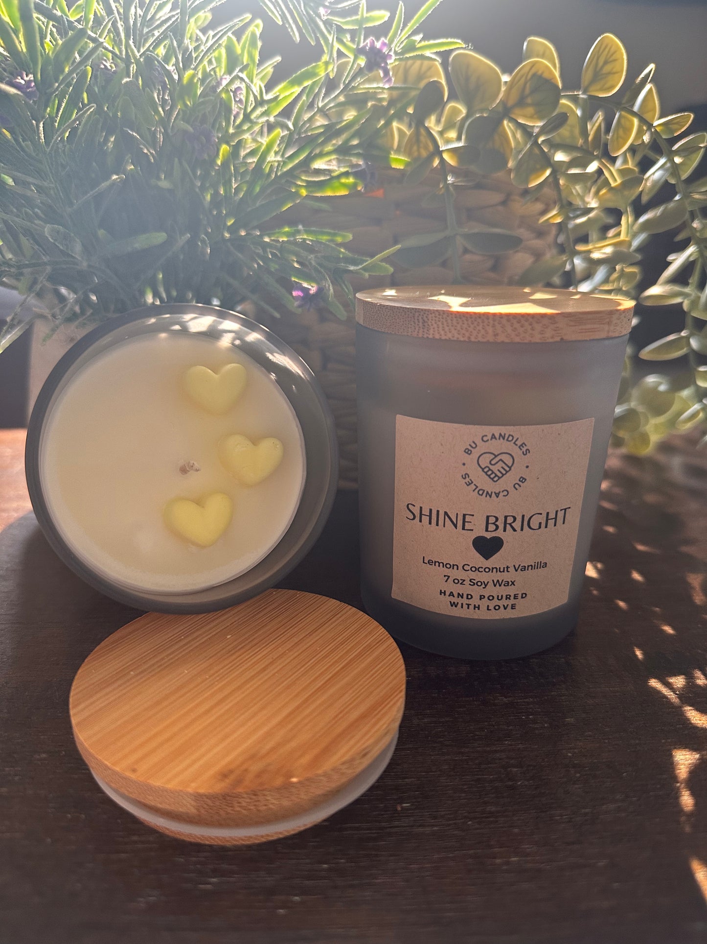 GREY FROSTED 7 oz Candles with Bamboo Lids and cotton wicks - SUMMER CANDLE BLOW OUT SALE